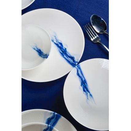 Set za jelo, 18 kom, bijele/plave boje, porculan