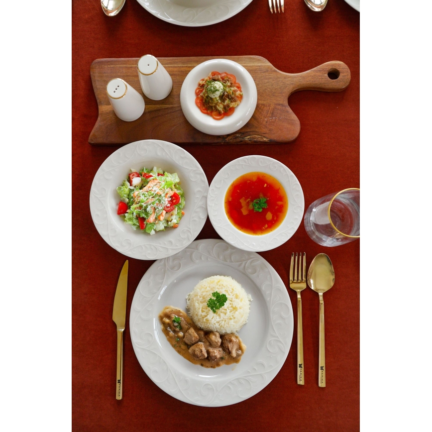 Set za jelo, 18 kom., bijeli/porculan