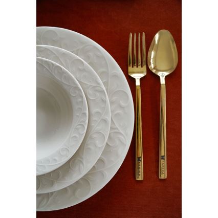 Set za jelo, 18 kom., bijeli/porculan