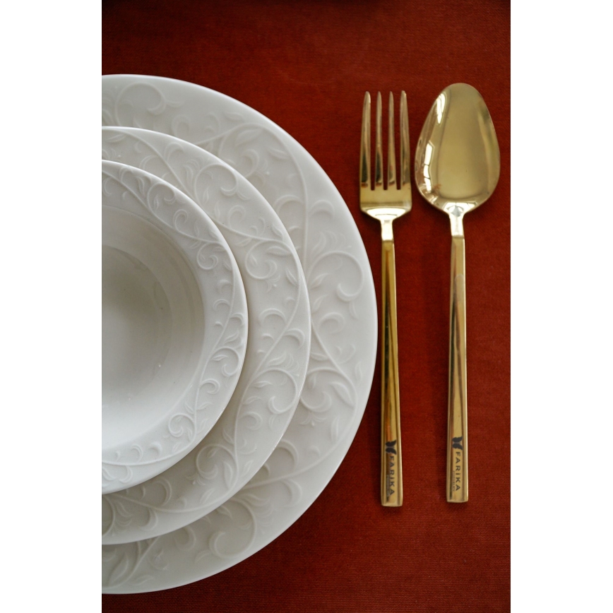 Set za jelo, 18 kom., bijeli/porculan