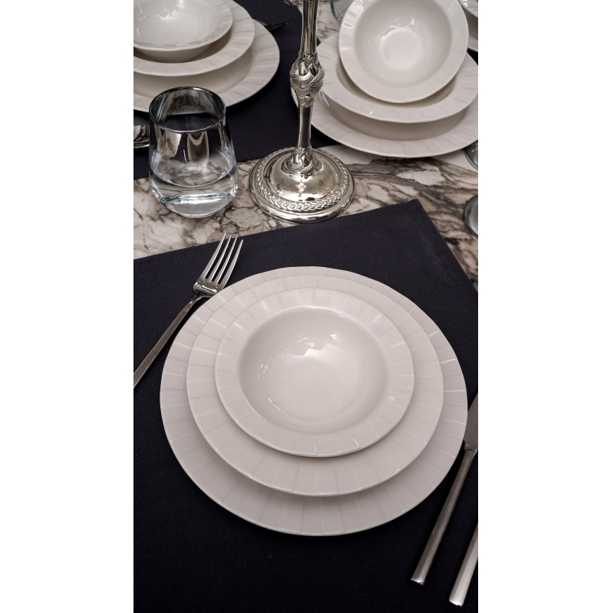 Set za jelo, 18 kom., bijeli/porculan