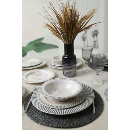 Set za jelo 18 kom siva/krem/keramika