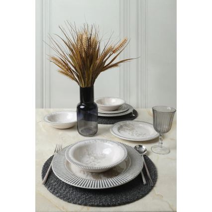 Set za jelo 18 kom siva/krem/keramika