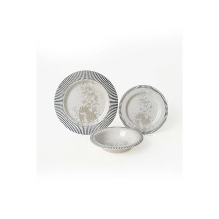 Set za jelo 18 kom siva/krem/keramika