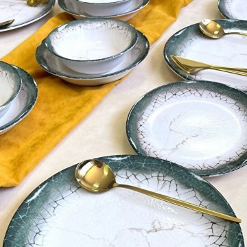 Set za jelo 24 kom bijela/antracit/keramika