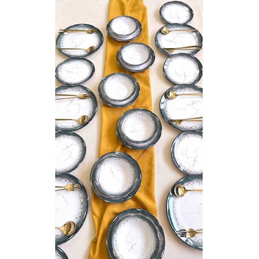 Set za jelo 24 kom bijela/antracit/keramika