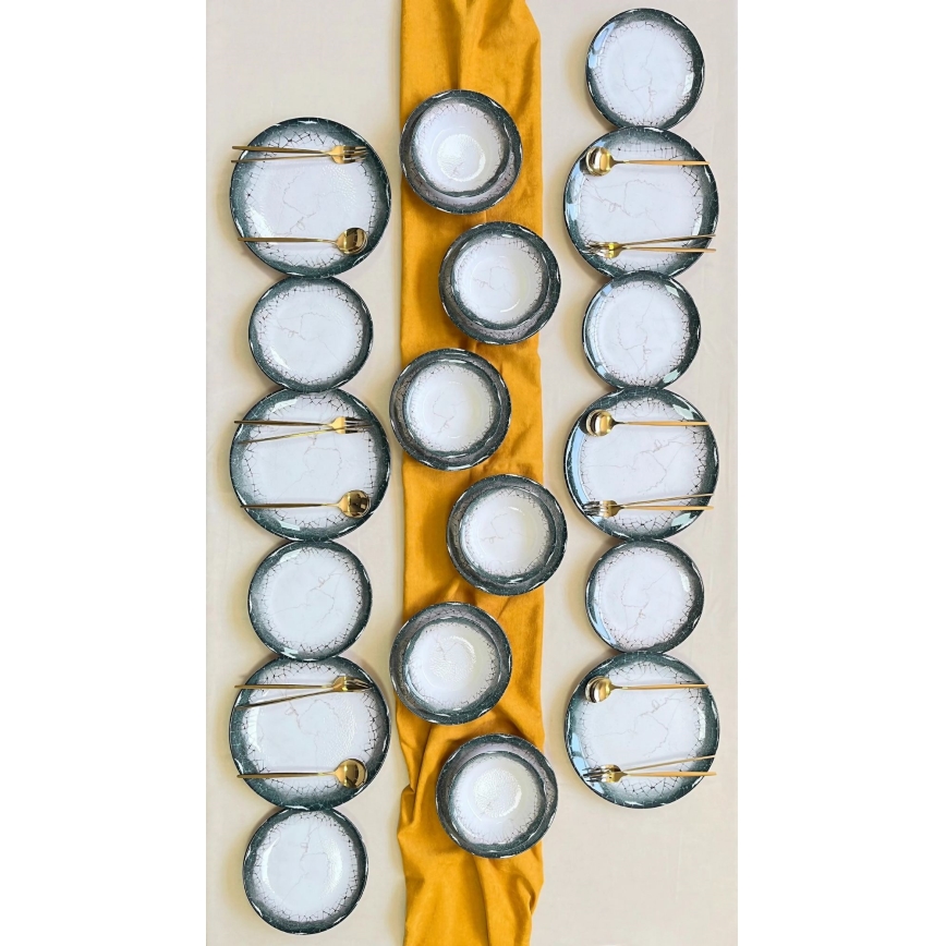 Set za jelo 24 kom bijela/antracit/keramika