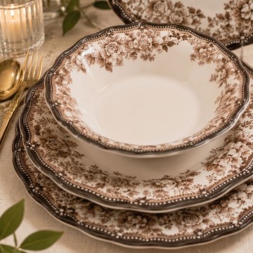 Set za jelo 24 kom bijela/smeđa/porculan