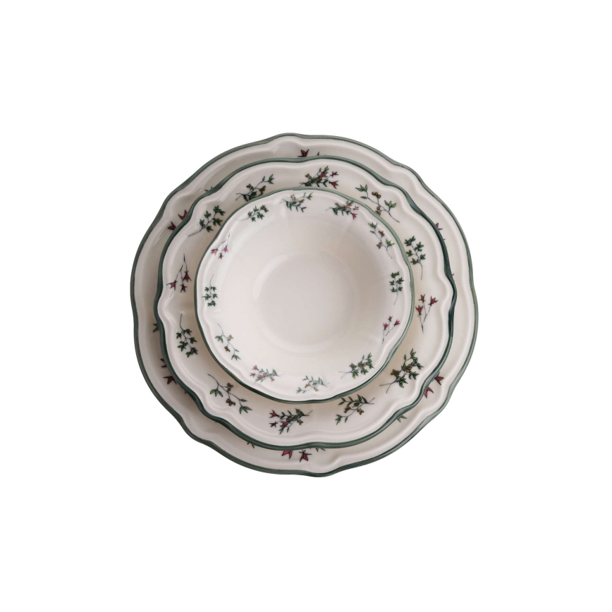 Set za jelo 24 kom. bijela/zelena/porculan