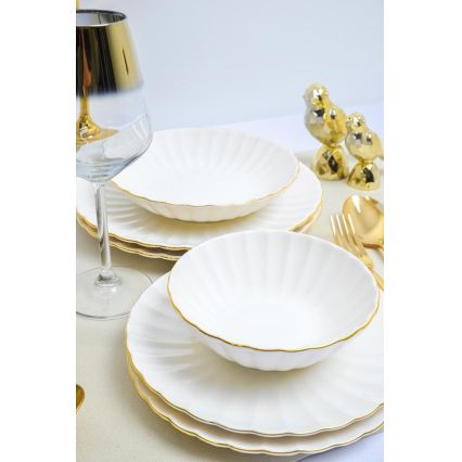 Set za jelo 24 kom bijela/zlatna/porculan