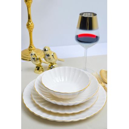 Set za jelo 24 kom bijela/zlatna/porculan