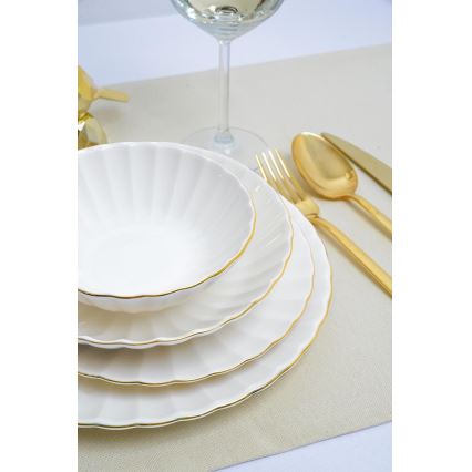 Set za jelo 24 kom bijela/zlatna/porculan