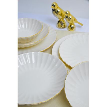 Set za jelo 24 kom bijela/zlatna/porculan