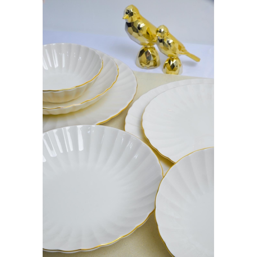 Set za jelo 24 kom bijela/zlatna/porculan
