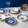 Set za jelo, 24 kom., bijeli/plavi/zlatni/porculan
