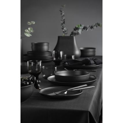 Set za jelo, 24 kom, crna/porculan