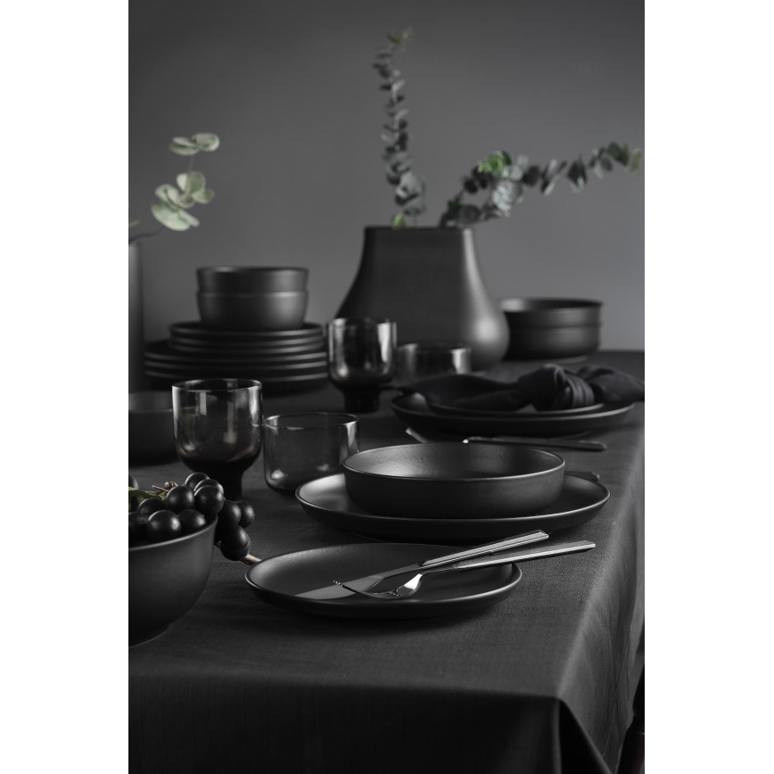 Set za jelo, 24 kom, crna/porculan