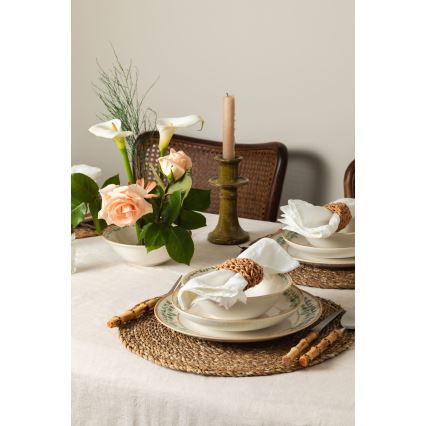 Set za jelo, 24 kom., krem/bež/zelena, porculan
