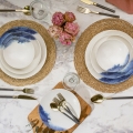 Set za jelo, 24 kom, krem/plava, porculan