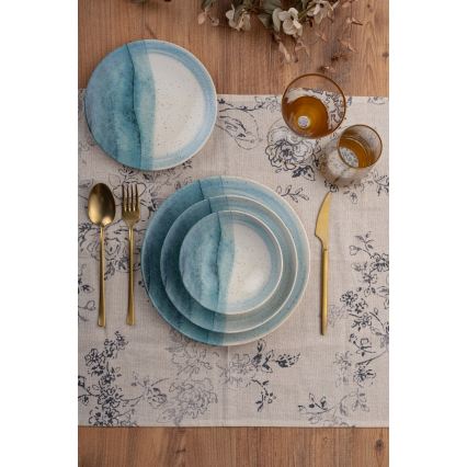 Set za jelo 24 kom plava/krem/porculan