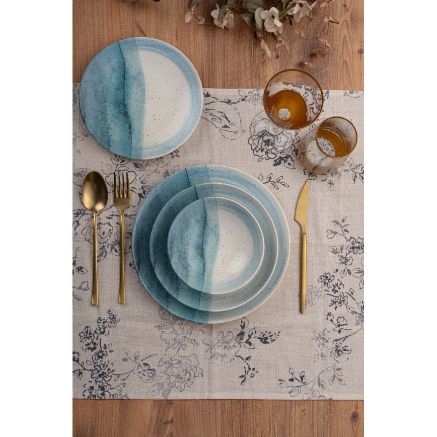 Set za jelo 24 kom plava/krem/porculan