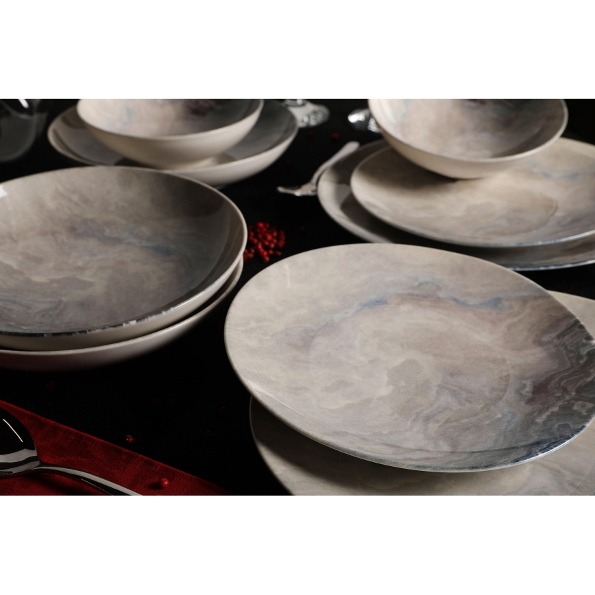 Set za jelo, 24 kom., smeđi/porculan