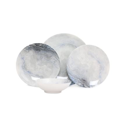 Set za jelo, 24 kom., smeđi/porculan