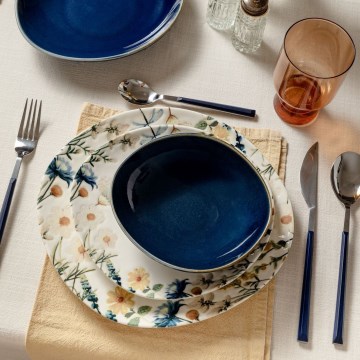 Set za jelo 24 kom višebojna/plava/porculan