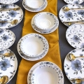 Set za jelo, 24 komada, bijela/plava, keramika