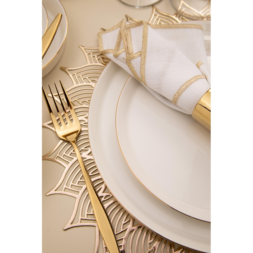 Set za jelo, 26 kom., bijela/zlatna/porculan