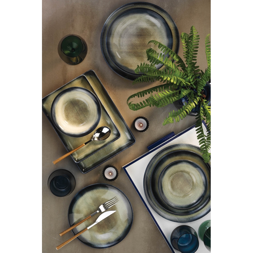 Set za jelo 26 kom plava/smeđa/porculan