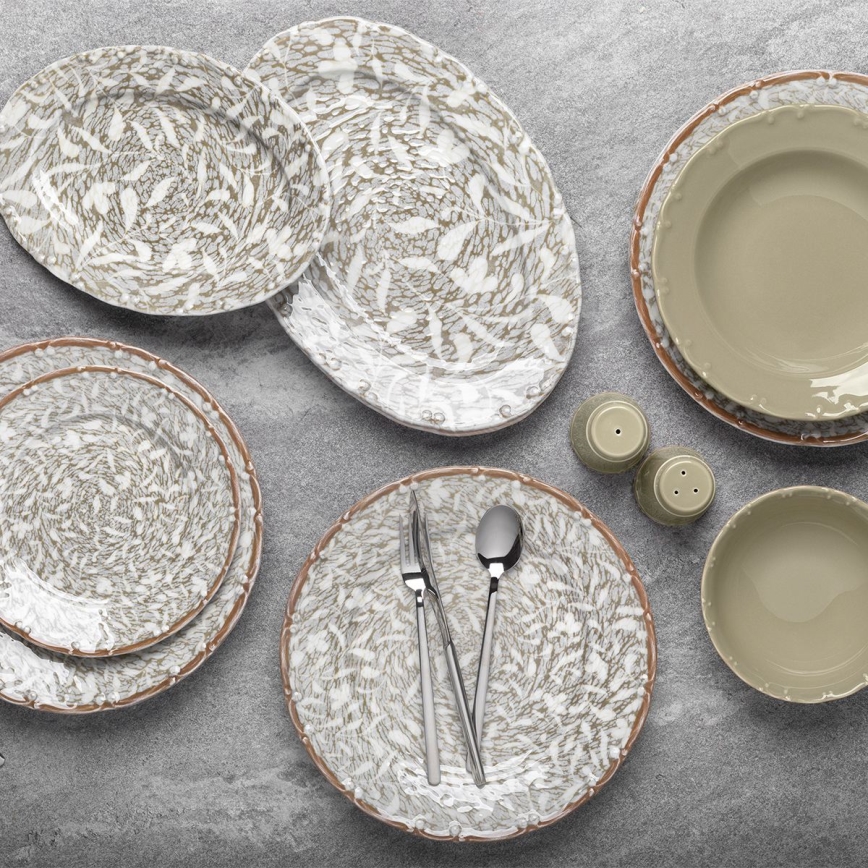 Set za jelo 29 kom smeđa/zelena/porculan