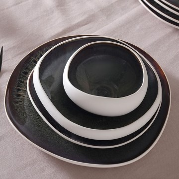 Set za jelo 55 kom bijela/crna/kamenina
