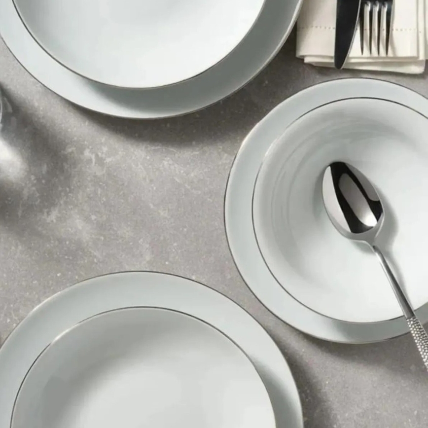 Set za jelo 8 kom. bijela/srebrna/porculan