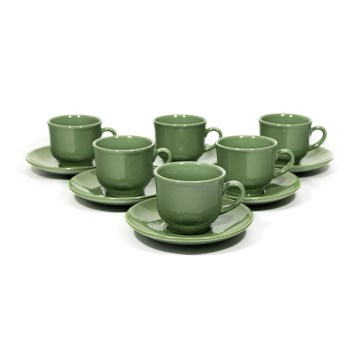 Set za kavu 6x keramička šalica Mash s tanjurićem zelena