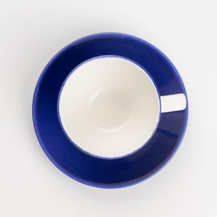 Set za kavu 6x keramička šalica Tereza s tanjurićem bijela plava žuta