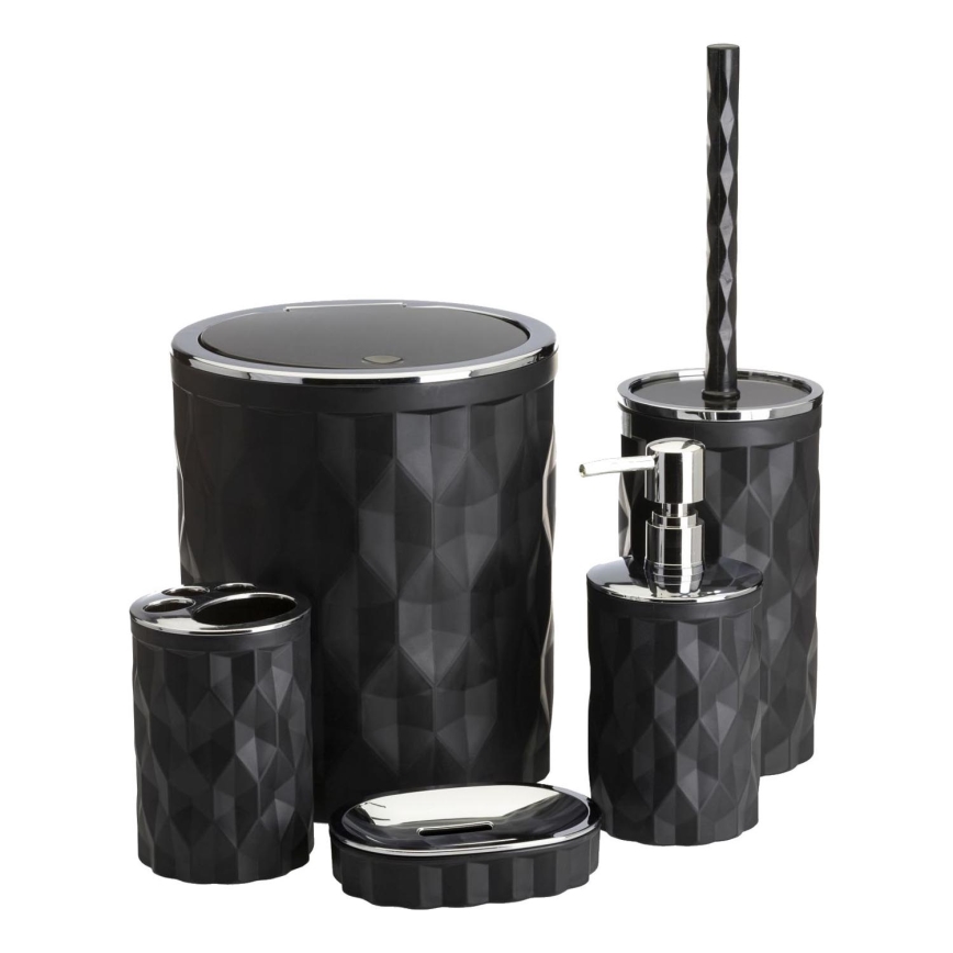 Set za kupaonicu REINA 5 kom crna/sjajni krom