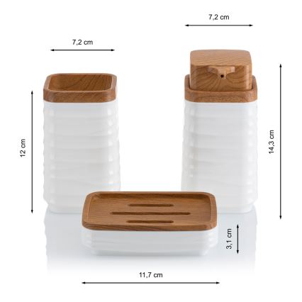 Set za kupaonicu WAVE 5 kom bijela/smeđa