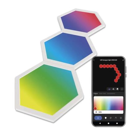 SET 3x LED RGBIC+CCT Prigušivi panel - proširenje 3xLED/1,8W/230V Wi-Fi Tuya