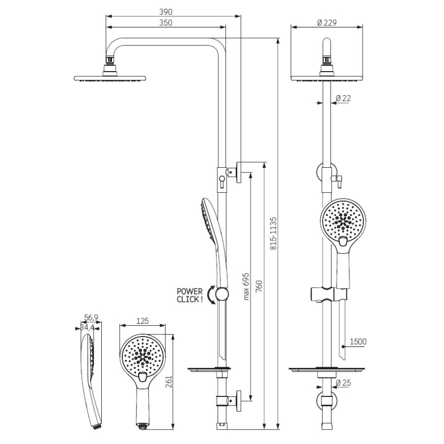 Set za tuširanje MARTOFTE crni