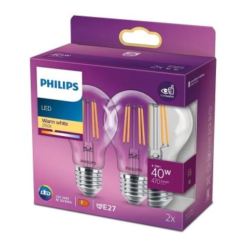 SETA 2x LED Žarulja VINTAGE Philips A60 E27/4,3W/230V 2700K