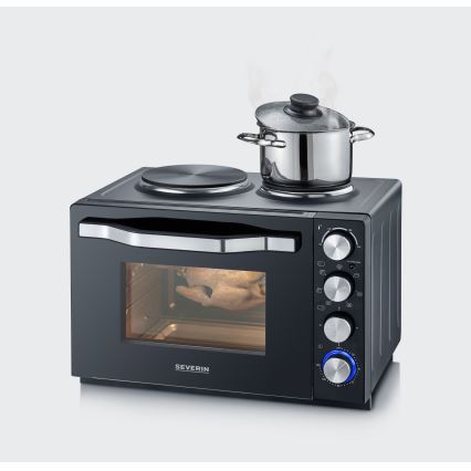 Severin TO 2074 - konvekcijska pećnica s grilom i kuhalnim pločama, 2500 W/230 V, 30 l, crna