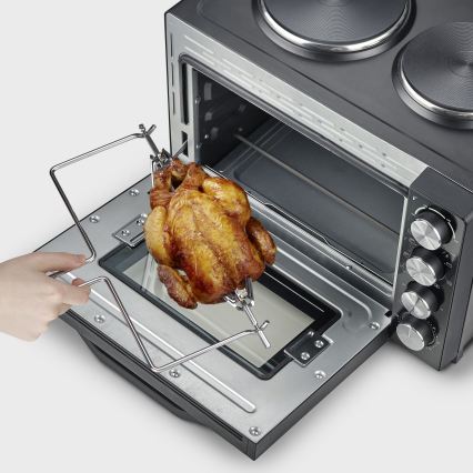 Severin TO 2074 - Konvekcijska pećnica s roštiljem i kuhalnim pločama, 2500 W / 230 V, 30 l, crna