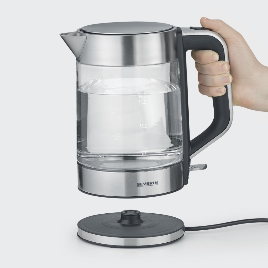 Severin WK 3420 - Električno kuhalo za vodu 1,7 l 2200 W/230 V inox/staklo