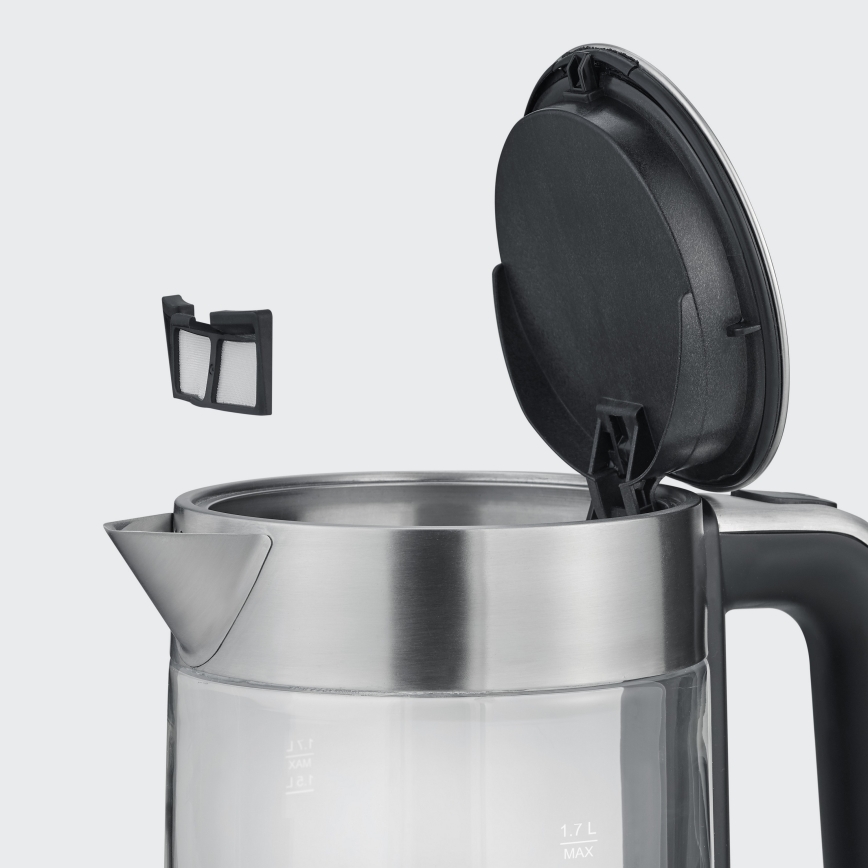 Severin WK 3420 - Električno kuhalo za vodu 1,7 l 2200 W/230 V inox/staklo