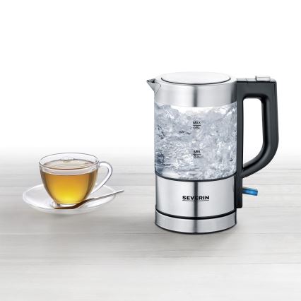 Severin WK 3472 - Brzo električno kuhalo za vodu 0,5 l, 1100 W/230 V, nehrđajući čelik/staklo