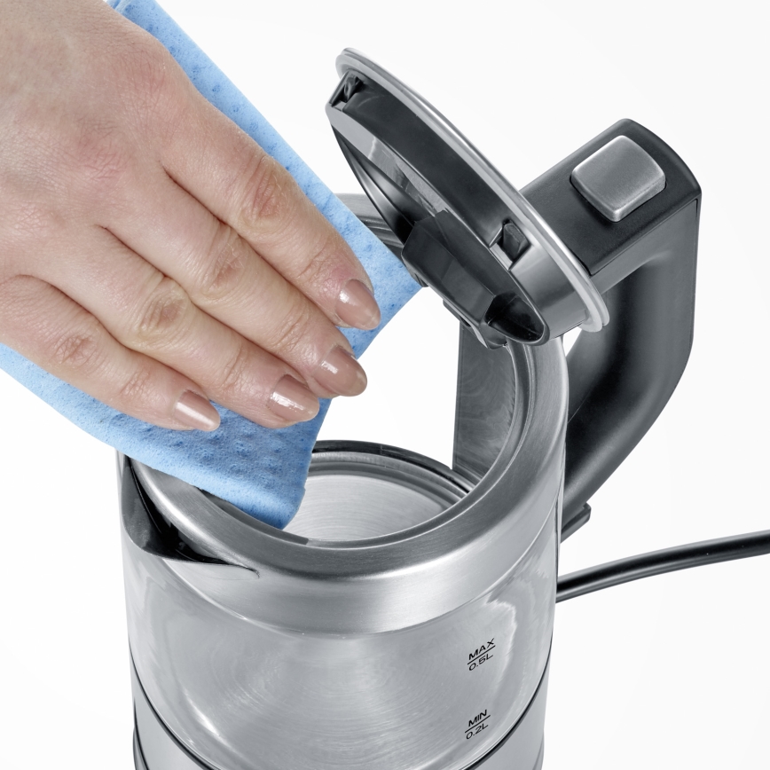 Severin WK 3472 - Brzo električno kuhalo za vodu 0,5 l, 1100 W/230 V, nehrđajući čelik/staklo