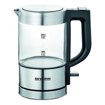 Severin WK 3472 - Električno kuhalo za vodu 0,5 l 1100 W/230 V nehrđajući čelik/staklo