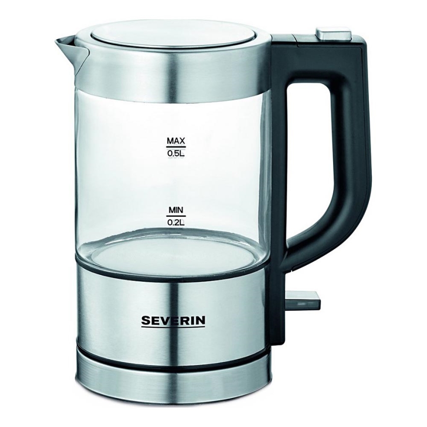 Severin WK 3472 - Električno kuhalo za vodu 0,5 l 1100 W/230 V nehrđajući čelik/staklo