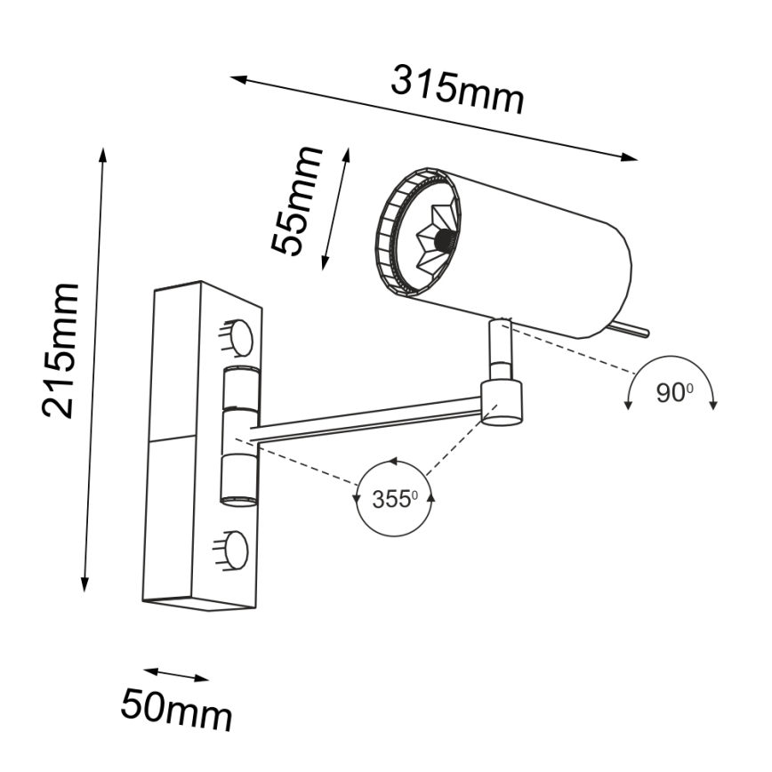 Shilo - Zidna lampa 1xGU10/15W/230V crna